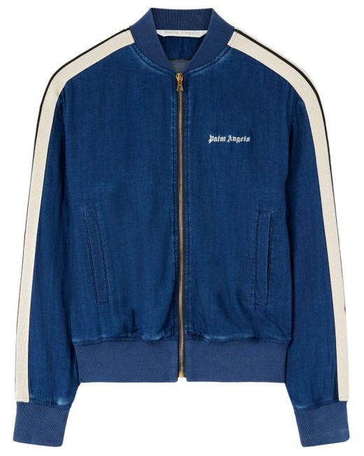 Palm Angels Blue Chambray Sports Bomber Jacket