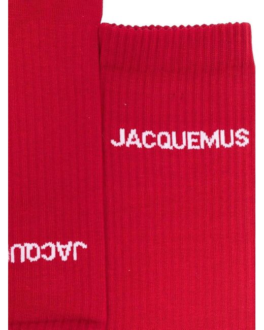 Jacquemus Red Ribbed-knit Cotton-blend Socks for men
