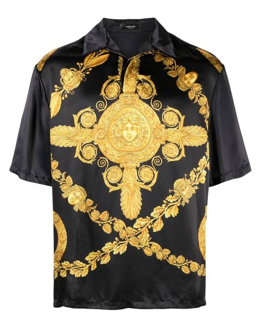 Versace Maschera Baroque-print Shirt in Black for Men | Lyst
