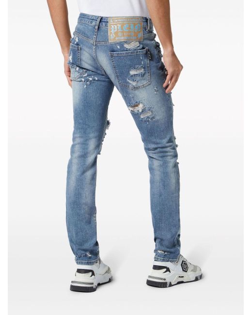 Philipp Plein Blue Printed Jeans for men