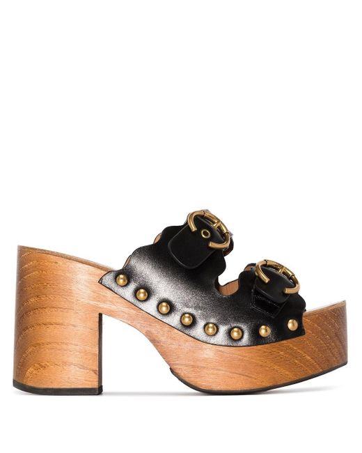 Chloé Black Lauren 50mm Leather Clog Sandals