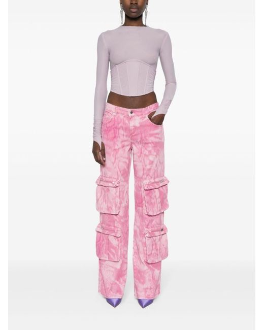 Blumarine Pink Camouflage Print Trousers