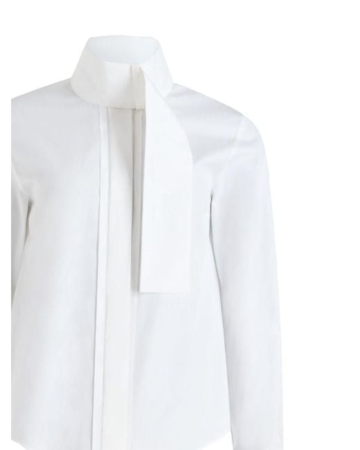 Patou White Scarf Neck Blouse