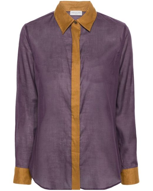 Dries Van Noten Purple Cotton Gauze Shirt