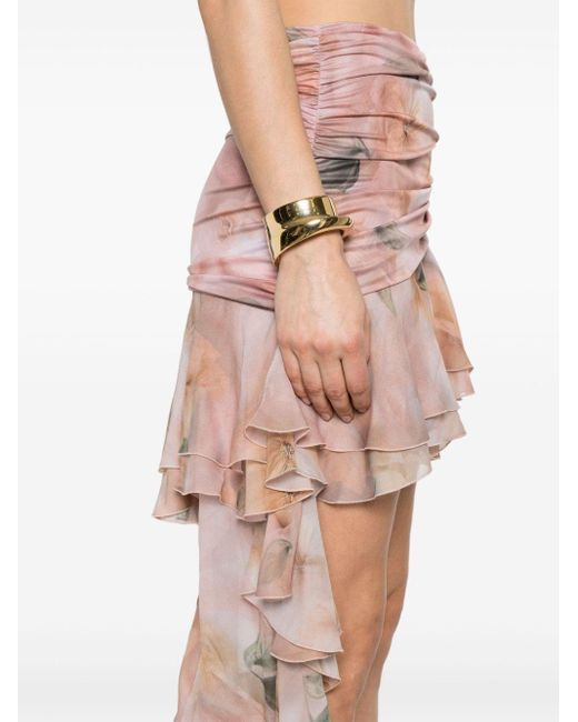 Blumarine Pink Asymmetrical Skirt With Ruffles