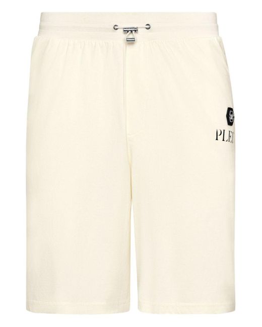Philipp Plein Natural Logo-Appliqué Track Shorts for men