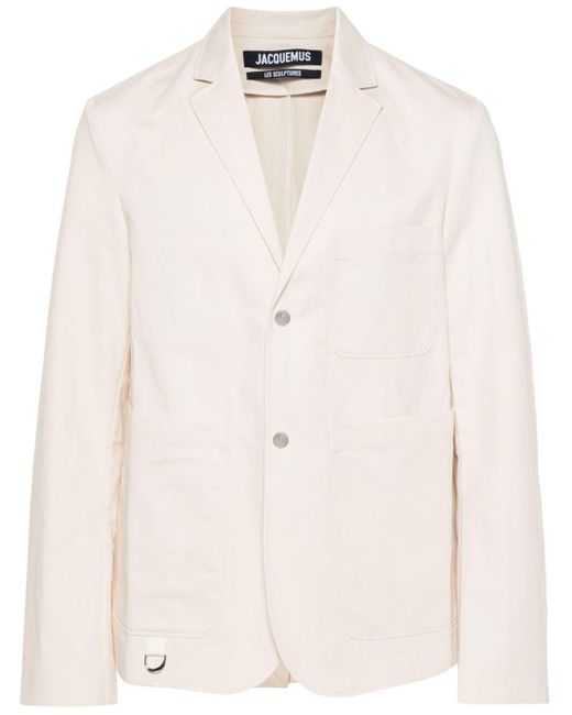 Jacquemus Natural La Veste Jean Notched-lapel Cotton And Linen-blend Jacket for men