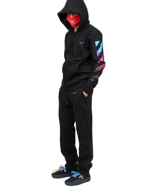 Black diagonal 2024 gradient zip hoodie