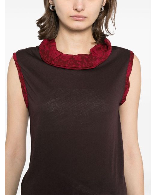 Dries Van Noten Red Top With Contrasting Hems