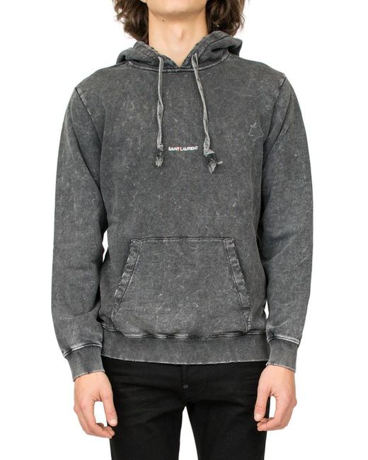 Saint Laurent Gray Grey Stone Washed Hoodie By for men
