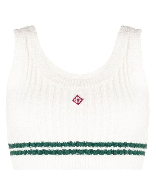 CASABLANCA White Knitted Crop Top