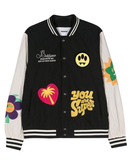 Barrow Black Bomber Jacket With Graphic Prints