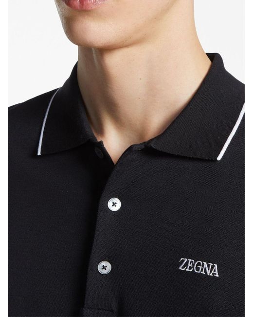 Zegna Black Polo Logo for men