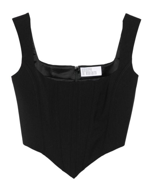 GIUSEPPE DI MORABITO Black Wool Canvas Bustier Top