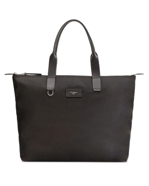 Dolce & Gabbana Black Tote Bag With Logo Plaque for men
