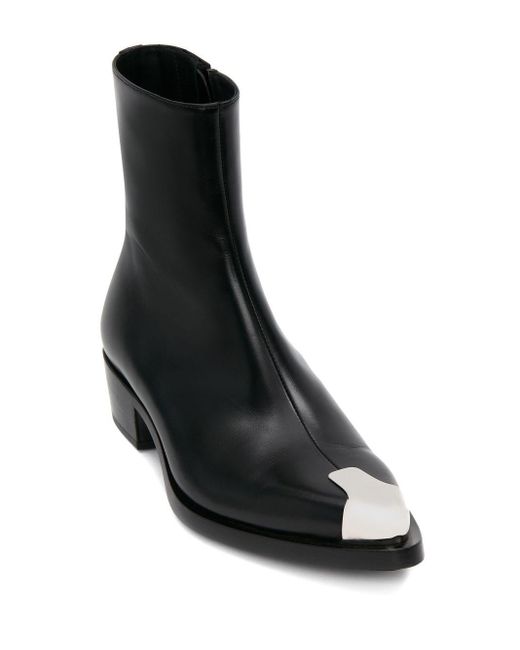 Alexander McQueen Black Leather Toe Cap Boot for men