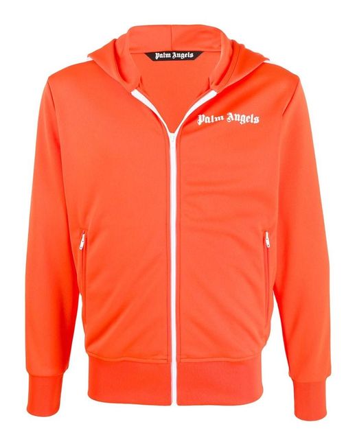 Palm Angels Orange Hooded Track Jacket for men