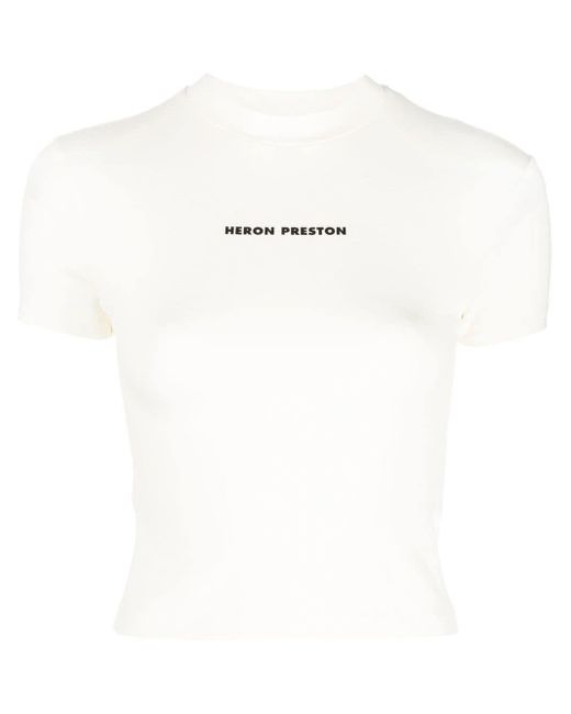 Heron Preston White Chest Logo Crop T-shirt