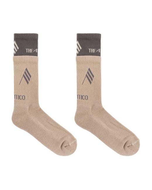 The Attico White Taupe Socks With Logo