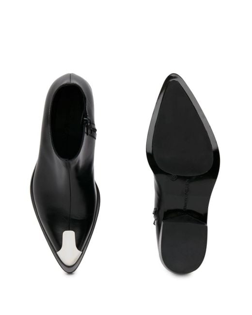 Alexander McQueen Black Leather Toe Cap Boot for men
