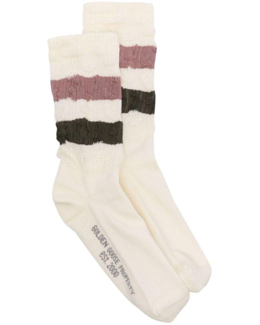Golden Goose Deluxe Brand White Ribbed Socks for men
