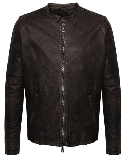 Giorgio Brato Black Leather Jacket for men