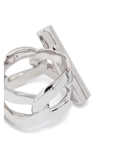 Anello T-Bar di Alexander McQueen in White da Uomo