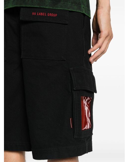 44 Label Group Black Printed Cargo Shorts for men