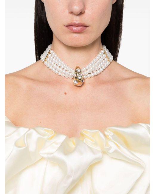 Blumarine White Crystal-Embellished Choker Necklace