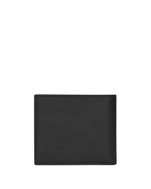 Saint Laurent Black Paris Logo-print Leather Wallet for men
