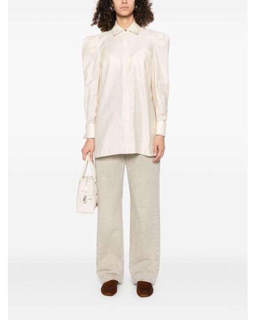 Camicia in raso di cotone di Max Mara in Natural