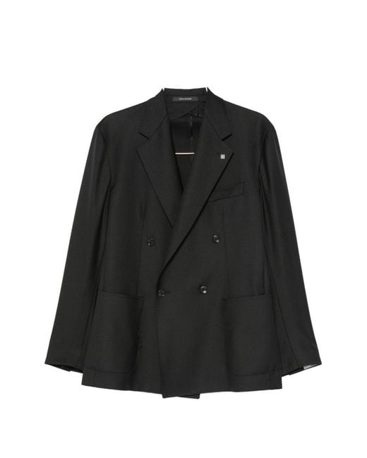 Tagliatore Black Double-Breasted Jacket for men