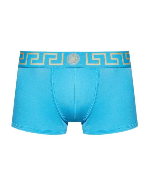 Versace Blue Greek Logo Boxer Shorts for men