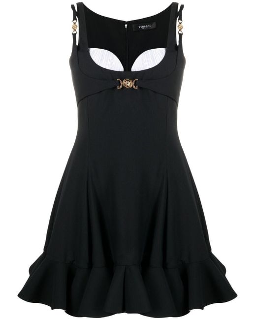 Versace Medusa Crepe Satin Mini Dress in Black Lyst Canada