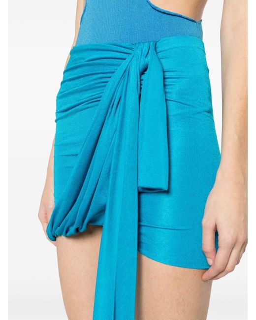 Blumarine Blue Jersey Skirt With Drapes