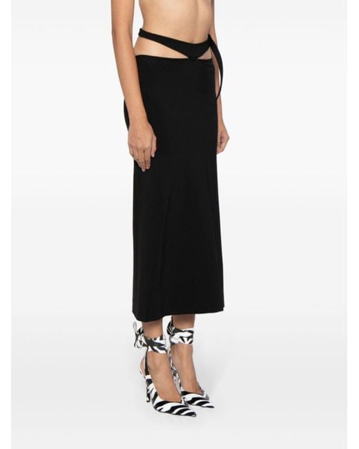 The Attico Black Midi Skirt With Cut-Out
