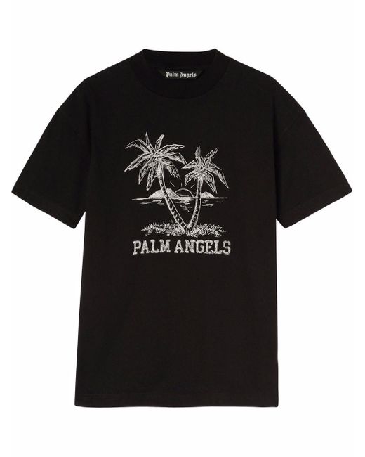 T-SHIRT CON RICAMO da Uomo di Palm Angels in Nero | Lyst