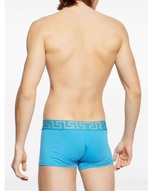Versace Blue Greek Logo Boxer Shorts for men