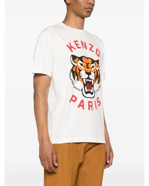 KENZO White Lucky Tiger Cotton T-Shirt