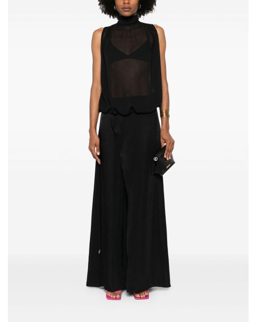 Blumarine Black Open-Back Blouse