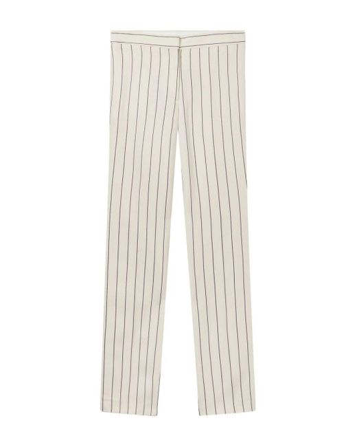 Stella McCartney White Pinstriped Mid-rise Straight-leg Trousers