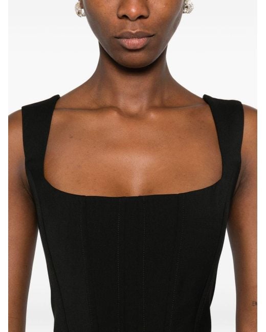 GIUSEPPE DI MORABITO Black Wool Canvas Bustier Top