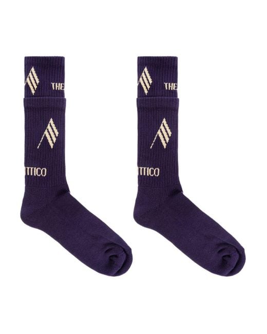 The Attico Purple Flag-Logo Cotton Socks