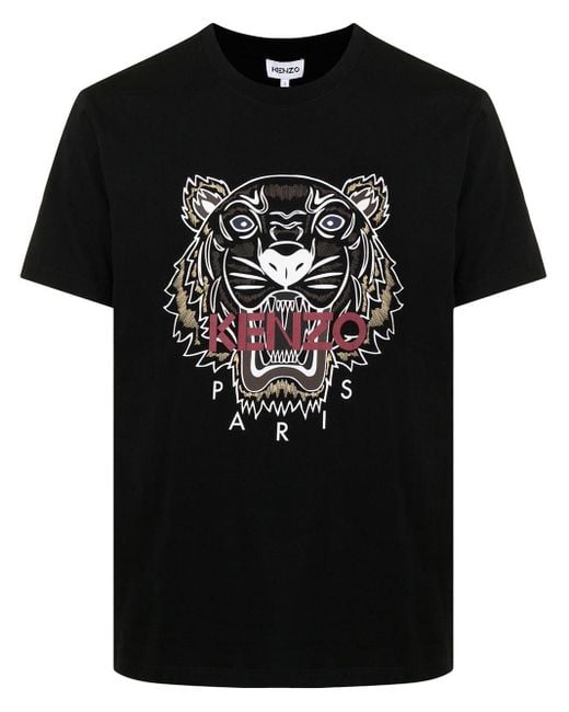 KENZO Black Tiger-print Cotton T-shirt for men