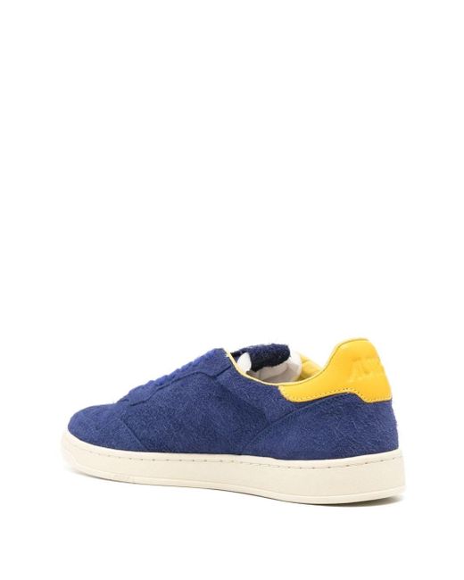 Autry Blue Medalist Flat Sneakers In Lanzuli And Dandelion Suede for men