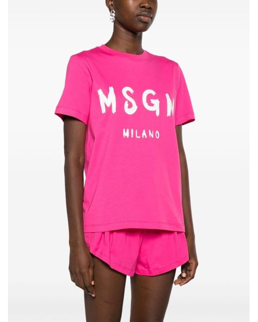 MSGM Pink T-shirt Con Logo