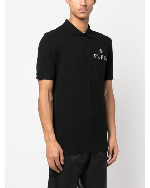 Philipp Plein Black Logo-plaque Polo Shirt for men