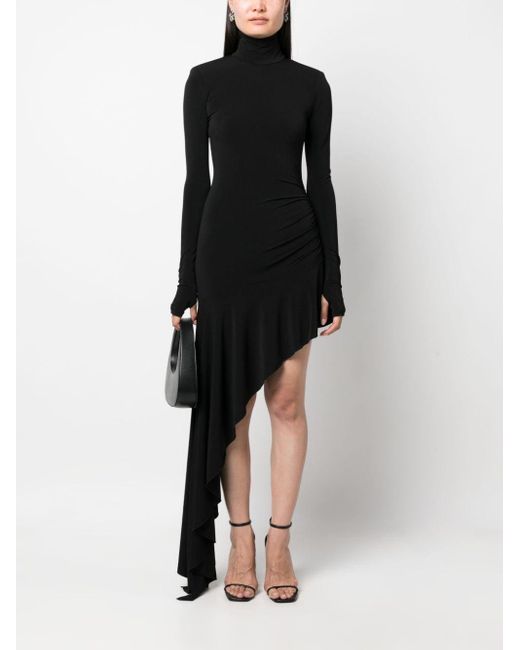 ANDAMANE Black `nancy` Long Sleeves Ruffle Asymmetric Dress