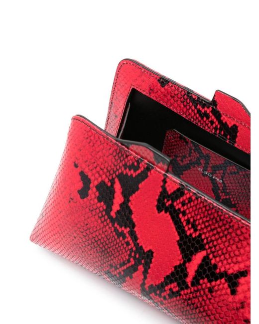 The Attico Red 8:30 Pm Snakeskin-effect Clutch Bag