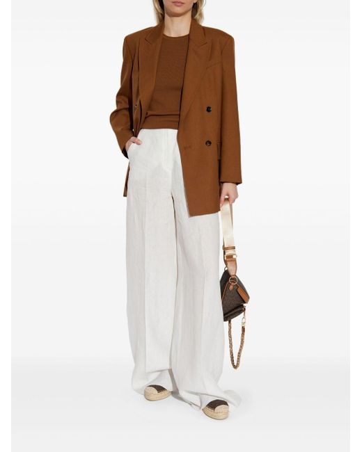 Max Mara Brown Mohair Wool And Silk Canvas Jacket